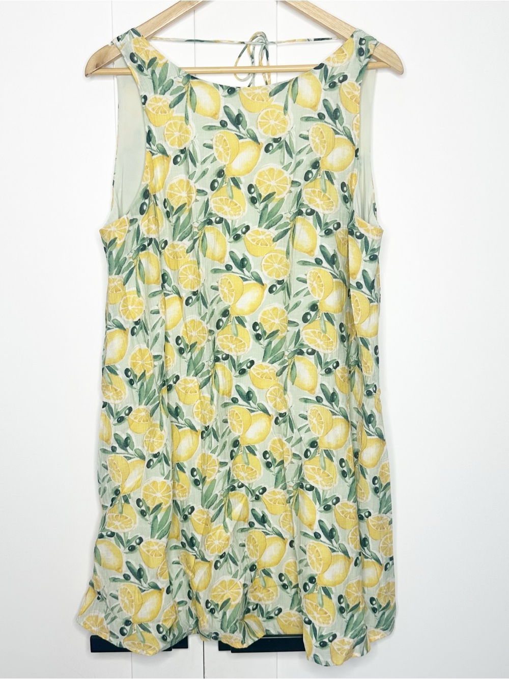 Abercrombie & Fitch TRAPEZE TEXTURE SHORT DRESS Large Day lemon backless summer - Picture 6 of 13